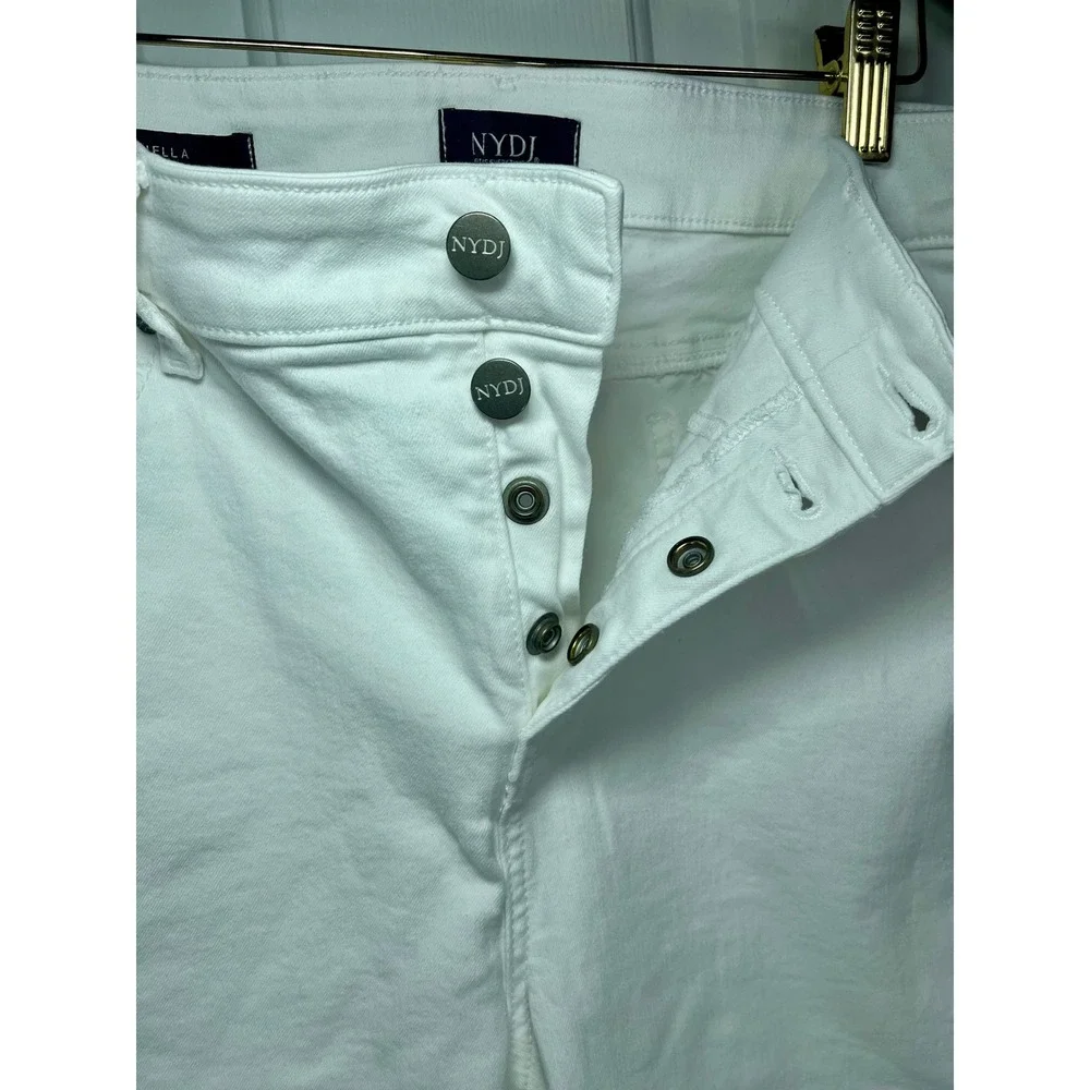 NYDJ Briella Shorts Womens 16 White Roll Cuff High Rise Lift Tuck Denim
